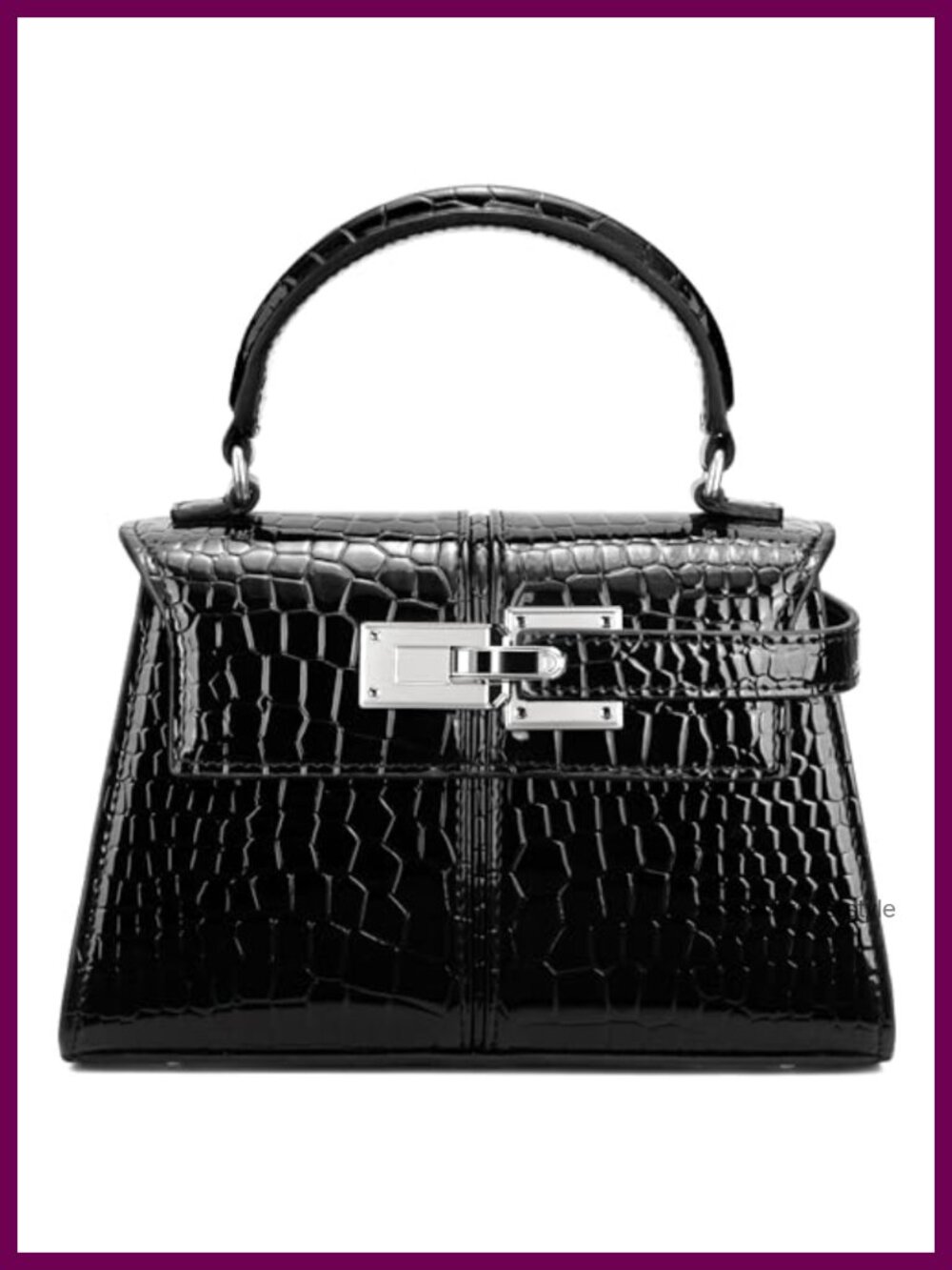 Vegan Leather Top Handle Satchel Bag with Detachable Strap